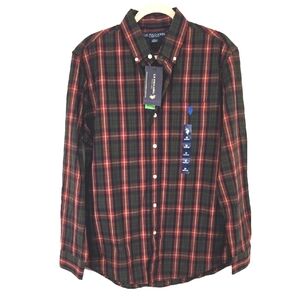 *NWT* U.S. Polo Assn. Button-Down Plaid Green/Burnt Orange/Tan/Blue Shirt, M